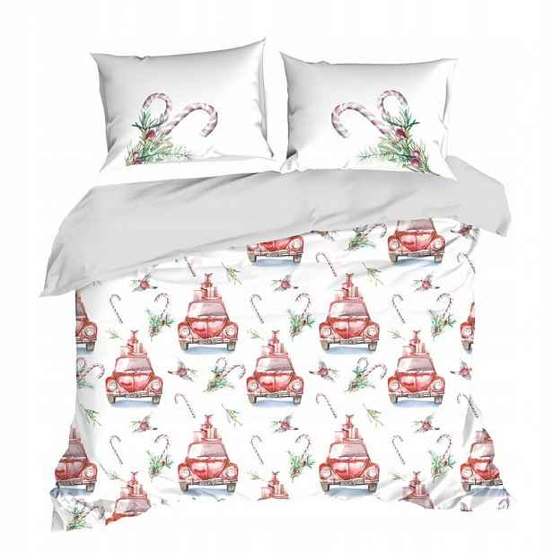 Povlečení Candy 220x200 bílá červená auta z mikrovlákna