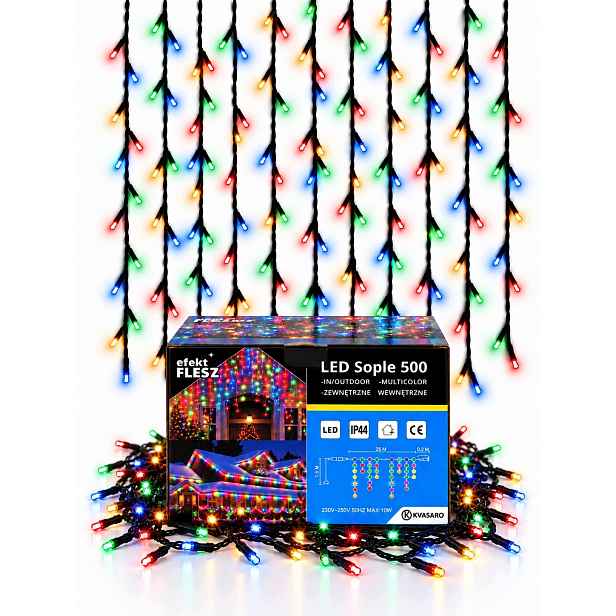 Rampouchy 500LED Se Zeleným Kabelem IP44 Multicolor+modrý Flash 25M