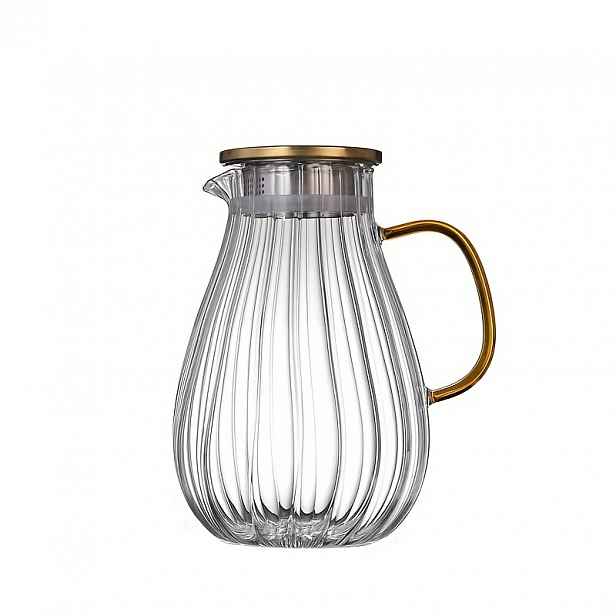 TEMU 1ks Velkokapacitní (1800ml/60.87oz) Borosilikátový Džbán - Odolný vůči Termickým Nárazům, Elegantní Design jako Čajník s Víčkem & Rukojetí pro