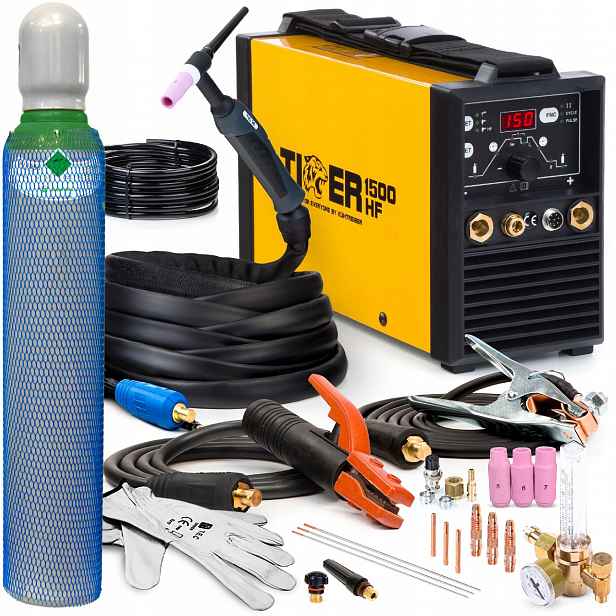 Invertorová Svářečka Tiger 1500 Hf Tig DC Puls Mma 230V 150A Držák 4 M