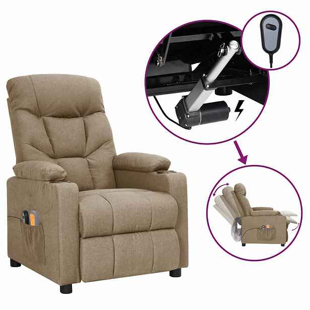 vidaXL Elektrické masážní křeslo taupe textil