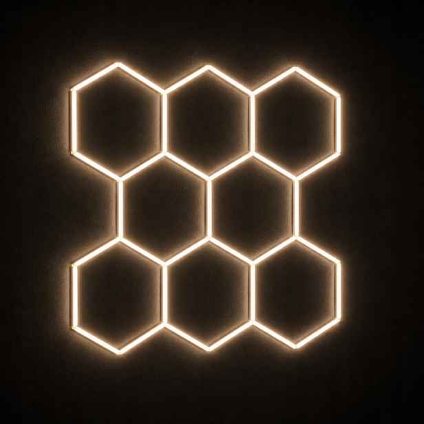 Hexagon 8 Led stropní panel černý 4000K 245W 229x237cm barber salon