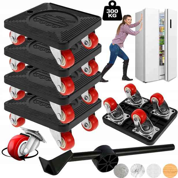 Sada Válečků Pro Přepravu Posuvů Zvedání Nábytku 300KG 4 x Kolečka