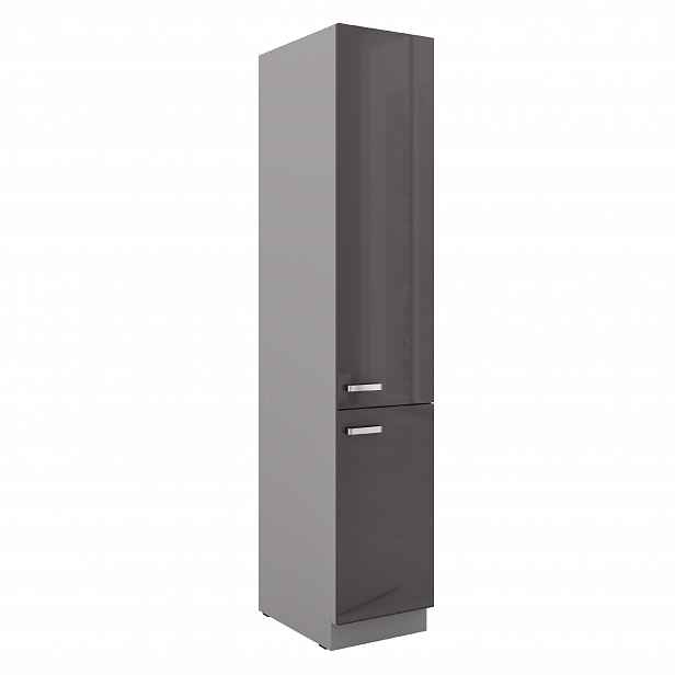 Vysoká potravinová skříňka 40 DK-210 2F Barva korpusu: Šedá, Barva dvířek: Šedý lesk (Šedá)