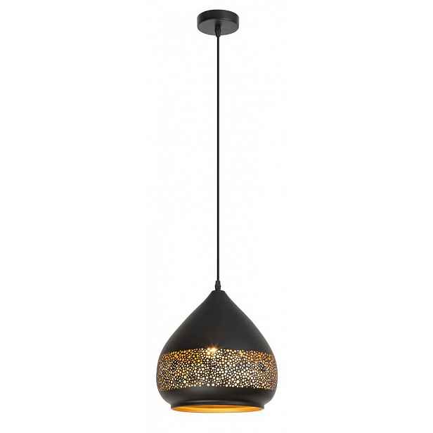 Černá závěsná lampa Kaia v tropickém stylu nad jídelní stůl Rabalux
