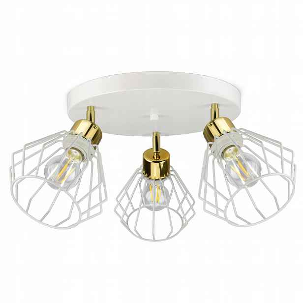 Lampa Stropní Svítidlo Lustr Glamour Bílá Zlatá Led