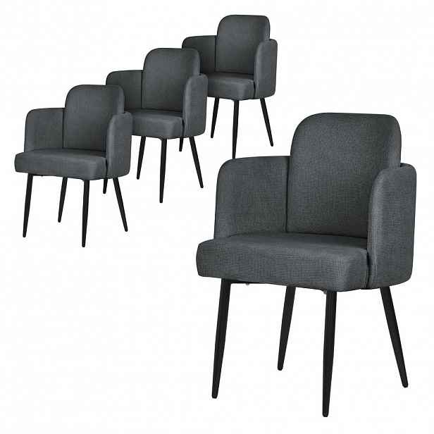 ML-DESIGN JÍDELNÍ ŽIDLE, sada 4 ks, antracitová, s látkovým potahem v ratanovém vzhledu