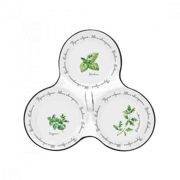 Servírovací mísa se 3 přihrádkami, porcelán, "Herbarium" - Easy Life