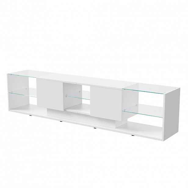 SHOPENTRA LED TV stolek 200cm bílý s úložným prostorem do obývacího pokoje