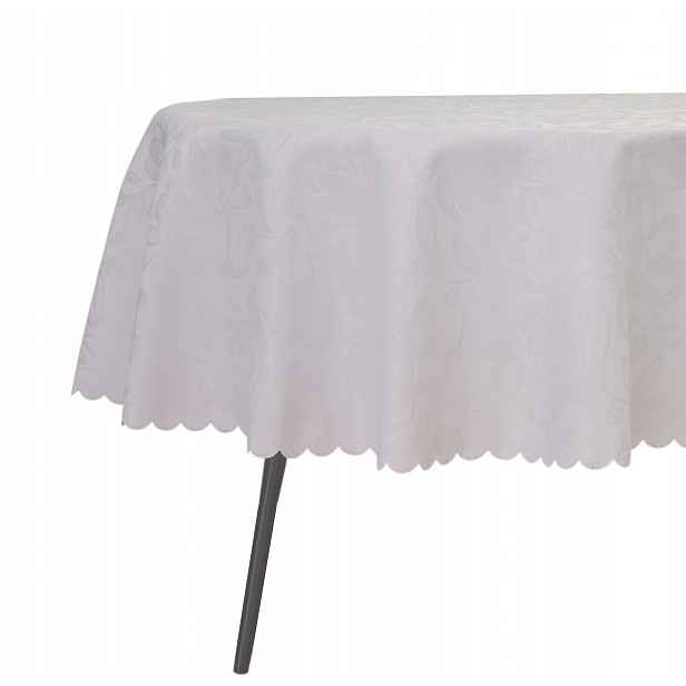 Ubrus Odolný Proti Skvrnám, Oválný, 130 X 170 CM, Bílý, Vzor, Květiny, Svátky, Oválný