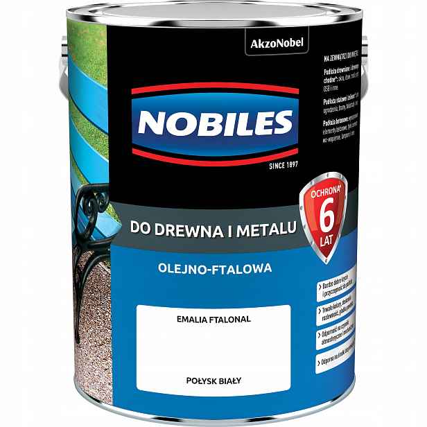 Nobiles Ftalonal Barva Na Dřevo A Kov 5L Bílá Lesklá