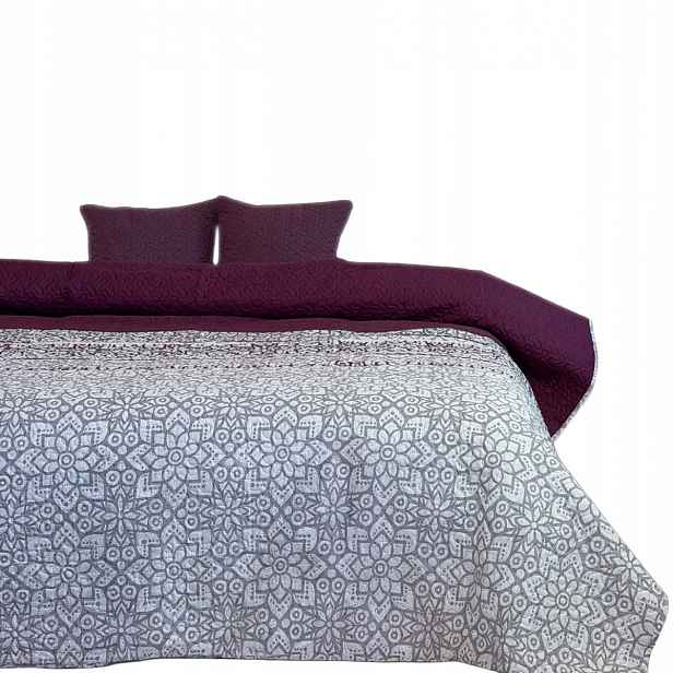 Oboustranný přehoz na postel Tavira Pled Fialová 220 x 240 cm 2 povlaky na polštáře