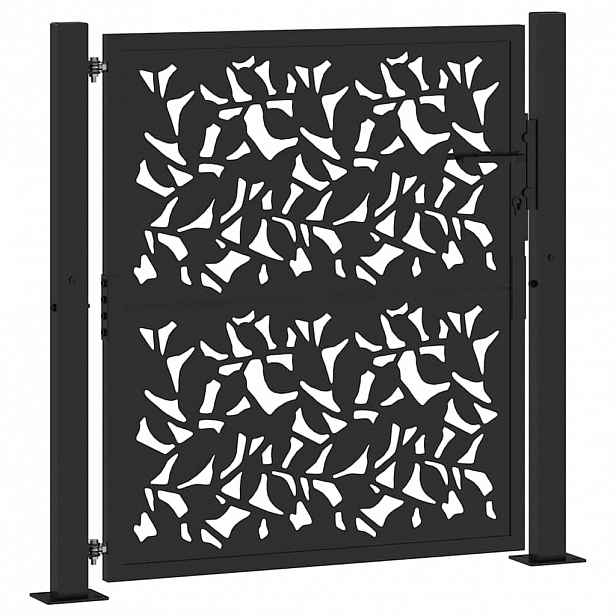 vidaXL Zahradní brána černá 100 x 100 cm ocelový design křídla