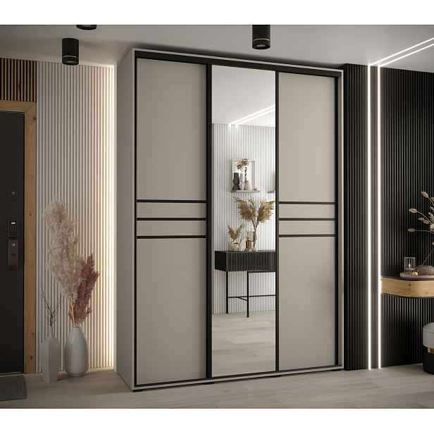 Šatní skříň Dakota 11 - hloubka 60 cm Rozměry: 170 cm, Pásky / úchyty: Černá, Barva korpusu + barva dveří: Kašmír