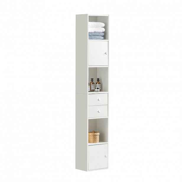 SoBuy VYSOKÁ KOUPELNOVÁ SKŘÍŇKA se 2 zásuvkami Bílá 33x24x188cm Minimalistický