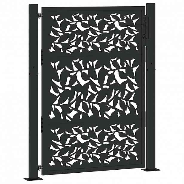 vidaXL Zahradní brána černá 100 x 125 cm ocelový design křídla