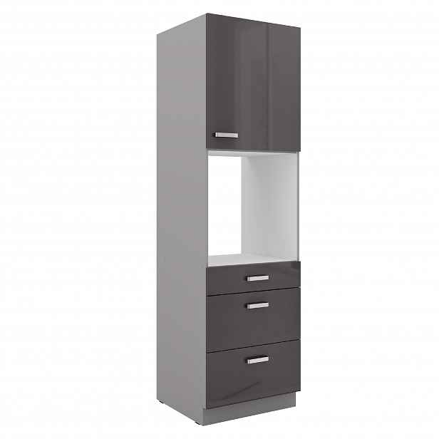 Vysoká skříňka pro vestavnou troubu 60 DPS-210 3S 1F - Premium Box Barva korpusu: Šedá, Barva dvířek: Šedý lesk (Šedá)