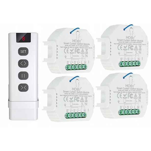 4X Ovladač žaluzií dokončovací lišta Din 2A Tuya WiFi dálkové ovládání RF433