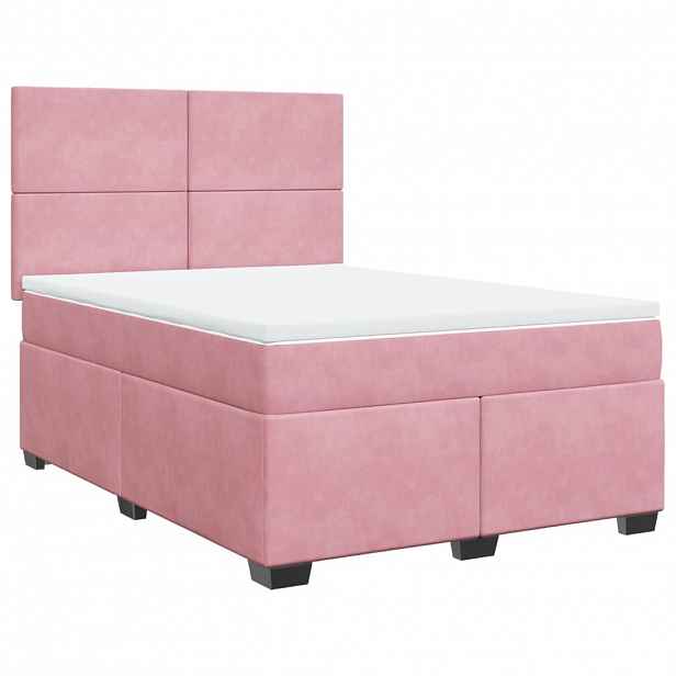 vidaXL Box spring postel s matrací růžová 160x200 cm samet