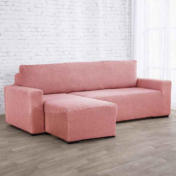 Nueva Textura decoDoma napínací potahy na pohovku s otomanem strečový NIAGARA korálová na sedací soupravu s otomanem vlevo 210 - 320 cm