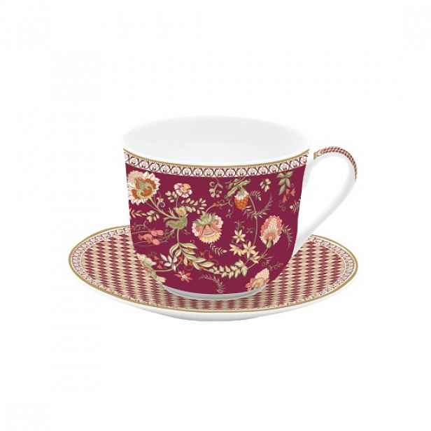 Šálek s podšálkem, porcelán, 400 ml, "Magie D'Orient Burgundy" - Easy