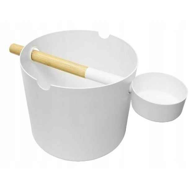Sauna Set Vědro A Naběračka 2V1 Kolo, bílá, 29001