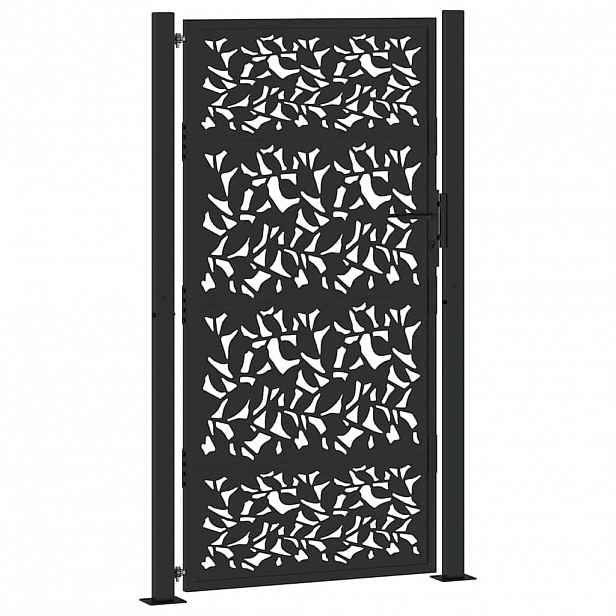 vidaXL Zahradní brána černá 100 x 175 cm ocelový design křídla