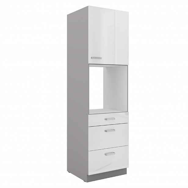 Vysoká skříňka pro vestavnou troubu 60 DPS-210 3S 1F - Premium Box Barva korpusu: Šedá, Barva dvířek: Bílý lesk (Blanka)