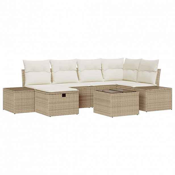 vidaXL Set pohovek 7 ks polyratan