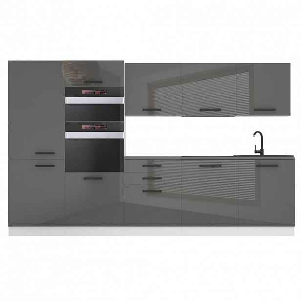 B BELINI GROUP KUCHYŇSKÁ LINKA Grace 300 cm, s pracovními deskami, Stříbrná lesklá