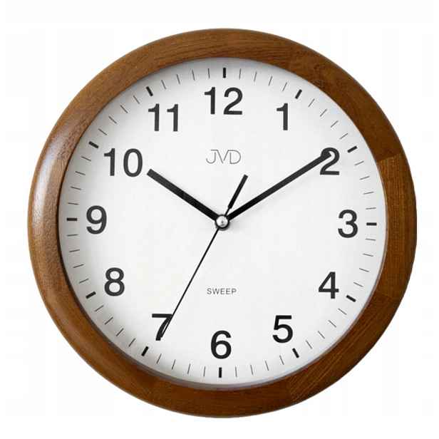 Hnědé Dřevěné Rádiově Ovládané Tiché Nástěnné Hodiny Jvd NS19020.2 27 cm