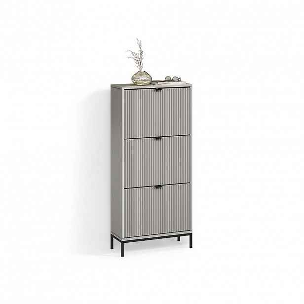 Livinity® BOTNÍK NA BOTY Aterno Šedá 60 x 130 cm se 3 sklopnými zásuvkami