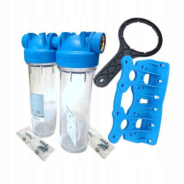 narurový filtr DP10 Duo, 10" x 1" destička a klíč průhledný