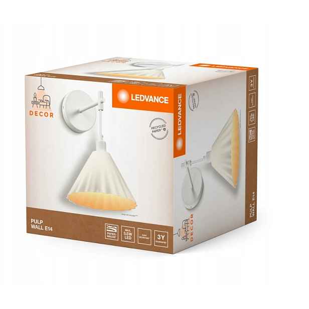 Nástěnná lampa Ledvance Decor Pulp bílá vyrobená z kovu a papíru-mache, E14