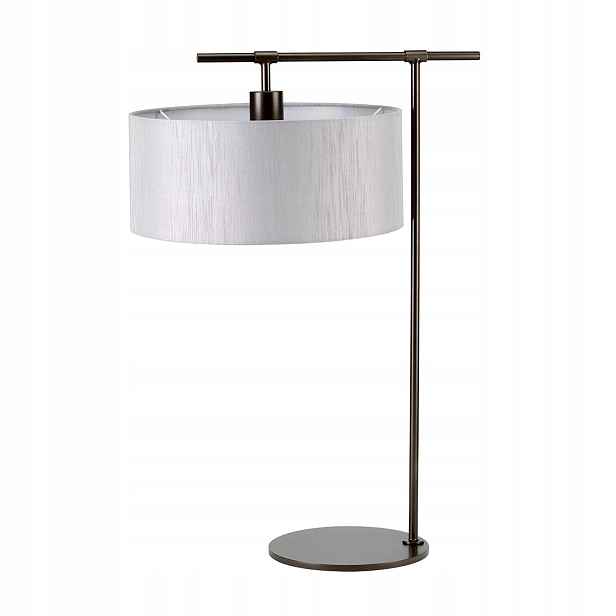 Stolní lampa tmavě hnědá stříbrná s retro stínítkem 65 cm Elstead