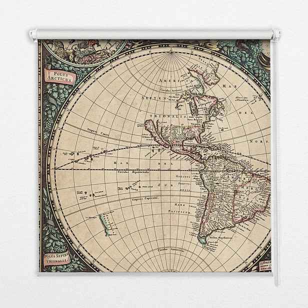 TULUP VNITŘNÍ roleta - okenní roleta - roleta - 100x100 cm - Mapa světa