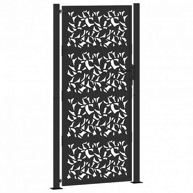 vidaXL Zahradní brána černá 100 x 200 cm ocelový design křídla