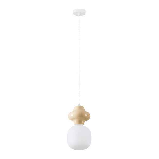 Bílé/krémové keramické závěsné svítidlo se skleněným stínidlem ø 18 cm Clio – Nova Luce