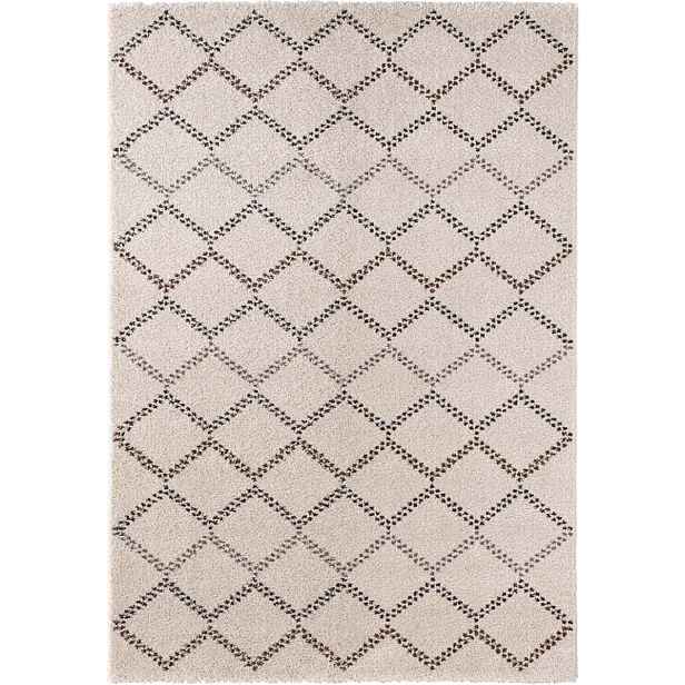 Krémově bezový tlustý koberec typu shaggy, koberec do obývacího pokoje, vzor boho 160 x 230 cm