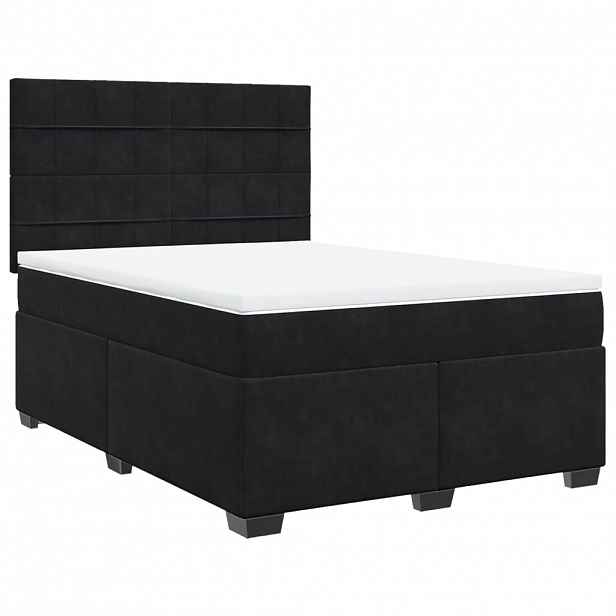 vidaXL Box spring postel s matrací černá 160x200 cm samet