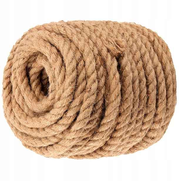 Jutové lano 40 mm x 20 m. Přírodní, trojžilové. Dům, zahrada, ruční práce!