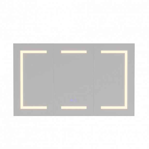SHOPENTRA ZRCADLOVÁ skříňka 100 cm LED, úprava proti zamlžování, slot pro USB a papíry