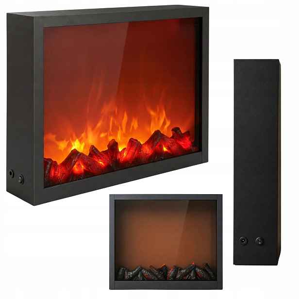 Dekorativní Krb Led Kovový 10X41X35 CM Elektrický, Černý, Do Interiéru