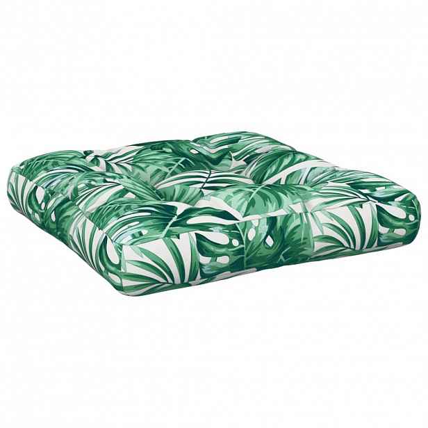 vidaXL Poduška na palety vzor listů 50 x 50 x 12 cm textil