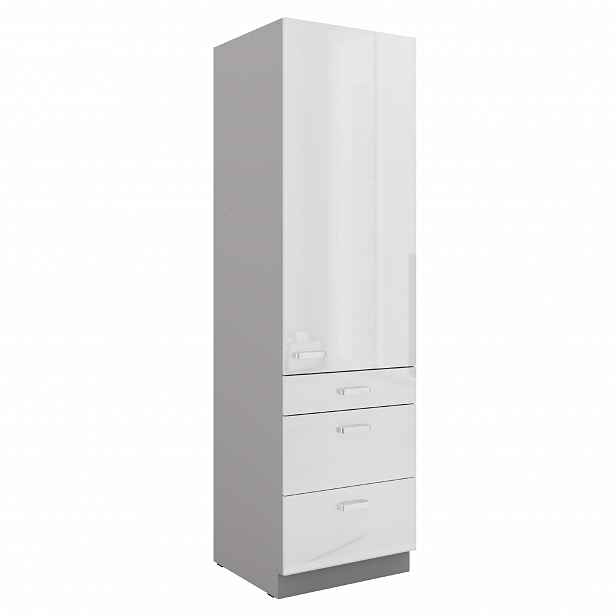 Vysoká potravinová skříňka 60 DKS-210 3S 1F - Premium box Barva korpusu: Šedá, Barva dvířek: Bílý lesk (Blanka)