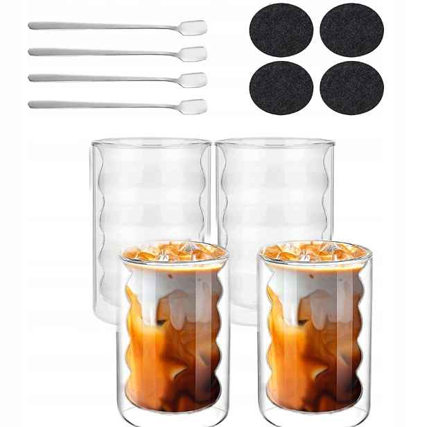 4 ks Termosklenice Na Kávu Latte Drinků 350 ml