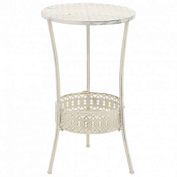vidaXL Bistro stolek ve vintage stylu kulatý kovový 40 x 70 cm bílý