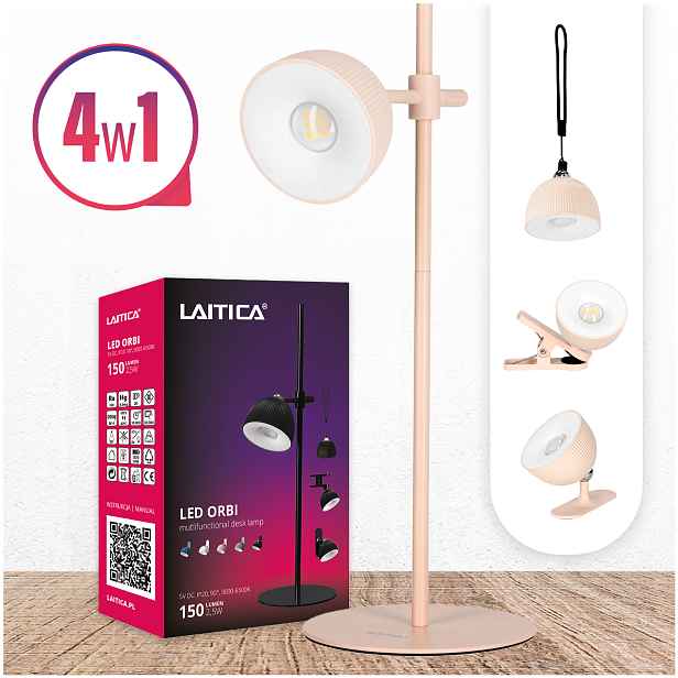 Bezdrátová Led stolní lampa Laitica Orbi Růžová Usb 4v1 Nastavitelná