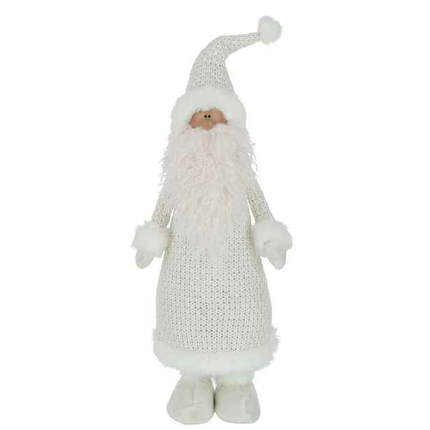 Bílá vysoká dekorace Santa v kabátku XL - 22*15*66 cm J-Line by Jolipa