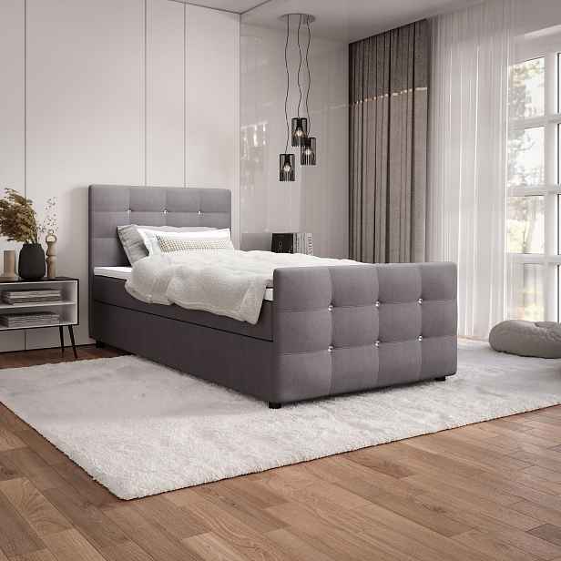 Jednolůžková postel 120x200 KAUR s úložným prostorem - popelavá